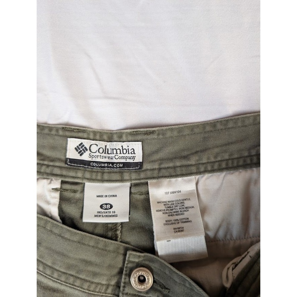 Vintage Columbia Cargo Shorts Men's Size 38 Olive Green Utility Out doors - Picture 4 of 6